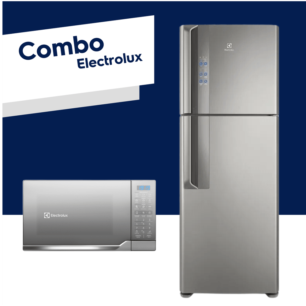 Combo-Electrolux-Refrigeradora-No-Frost-Top-Mount-474L-17Ft---Horno-Microondas-de-Mesa-Plateado