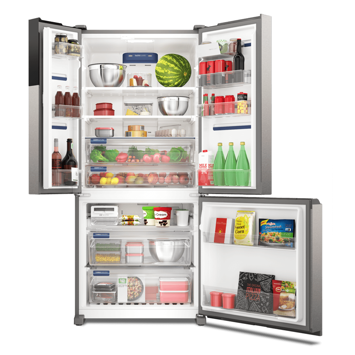 INTERIOR-REFRIGERADORA-ELECTROLUX-MULTIDOOR-IM8S-CON-COMIDA