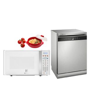 Combo: Lavavajillas 14 Sets - 158 Puestos EHFE14T7MSBUS + Horno Microondas 17L Blanco EMDO17S3GSEUW+ Recipiente de cocción