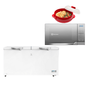 Combo: Congelador 508Litros EFC50W6HTW + Horno Microondas 25L Plata EMDO25S3GSEUG+ Recipiente de cocción
