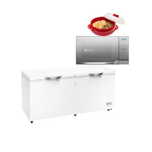 Combo: Congelador 708Litros EFC70W6HTW + Horno Microondas 25L Plata EMDO25S3GSEUG+ Recipiente de cocción