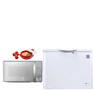 Combo: Congelador 316Litros  EFCC32A6HQW + Horno Microondas 20L Plata EMDO20S3GSEUG +Recipiente de cocción